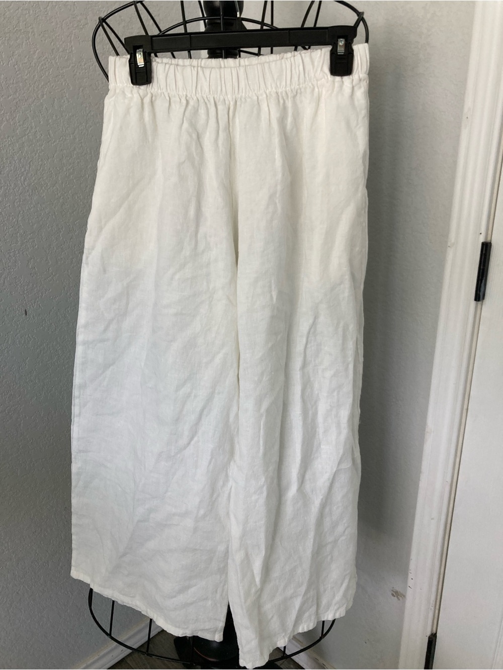 Bryn Walker White Linen Elastic-Waist wide leg pants XS